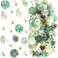 80Pcs Artificial Flower Heads 25-43mm for Wedding-Green White