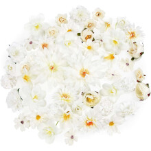80Pcs Artificial Flower Heads 25-43mm For Candle Cake-White