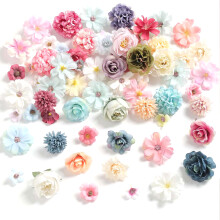 80 Stück künstliche Blumenköpfe zum Basteln, 25–43 mm,-Rosa Grün