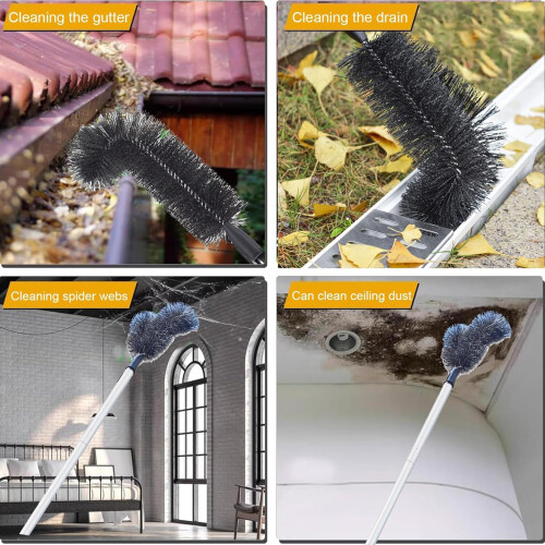 Adjustable Gutter Brush Set with Extension Rod Efficient Leaf 1