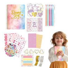 Kids Diary Set Creative Writing Notebooks, Scrapbook Diary Art Craft Set for Girls 4