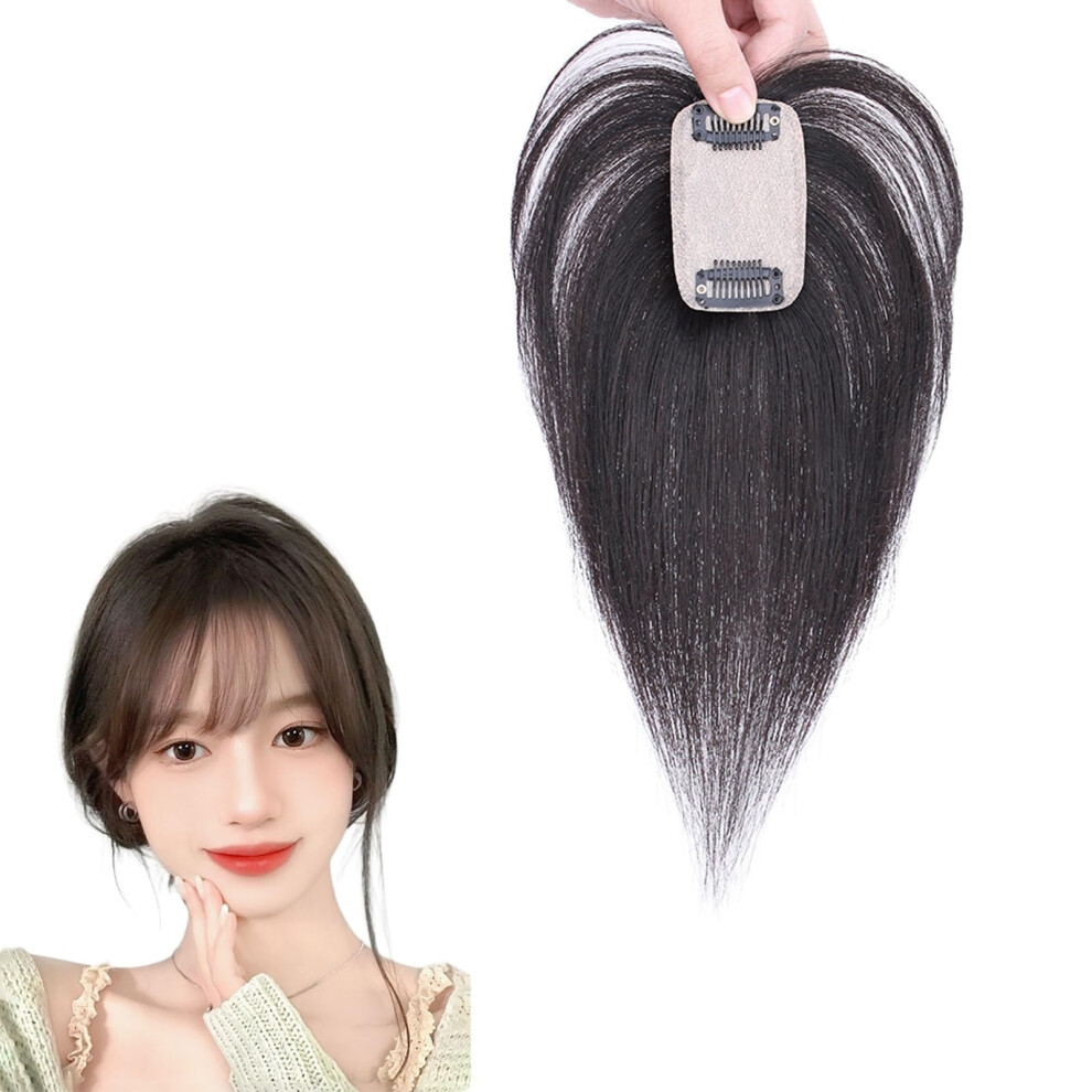 Unisex Black 100% Real Human Hair Toppers Toupee For Women 5X8 Cm Starry Sky Net Base Clipin Wiglets With Bangs For Hair Loss