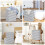 Space Saving Laundry Basket Foldable Dirty-Gray white striped b 7