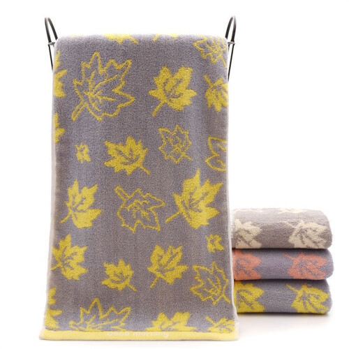 Super Soft Bath Towel Cotton High Absorbency Leaf Pattern-Pink 2
