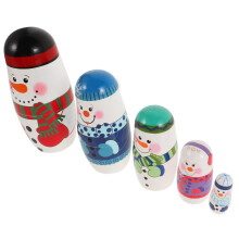Wooden Snowman Nesting Dolls HandPainted Russian Figures for Christmas Decoration and Gift Idea for Birthday Party Decoration