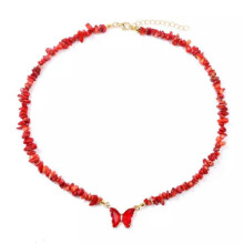 6pcs Multicolor Butterfly Pendant Accessories Pearl Necklace for Girls