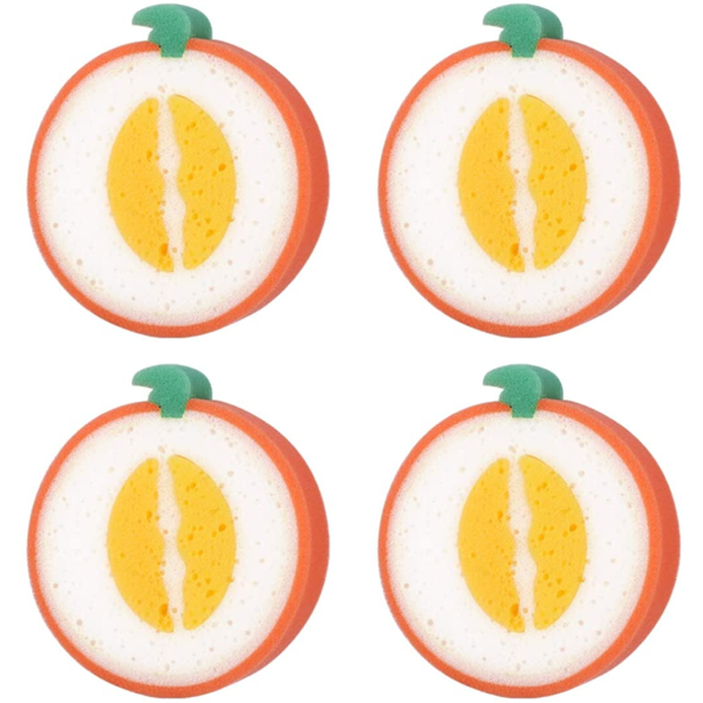 Exfoliators Sponge With Fruit Shaped Design, Compact Reusable Ideal For Deep Cleansing And Massage Body