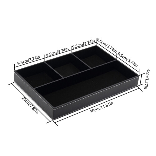 Leatherette Valet Tray Organizer, 30cm, PU & MDF, Multi-Use