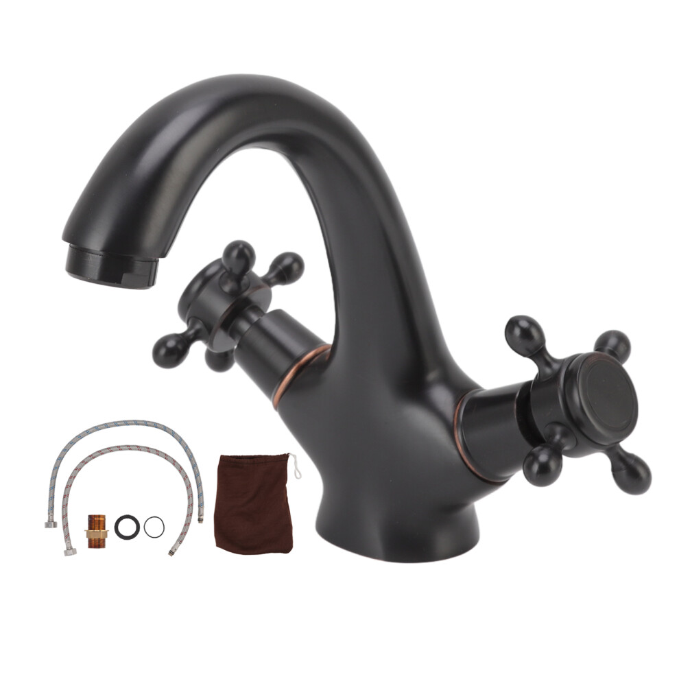 Deck Mounted Installation Faucet For Bathroom, Solid Brass Construction Nautical Style Faucet With Rotating Handle, Hot Cold Water Mixer For Modern 9464372572045
