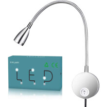 Poetisk läslampa, LED-sänglampor med flexibel aluminiumhals, fokuserat varmt ljus, dimbar med beröring, väggmonterad, perfekt för böcker,