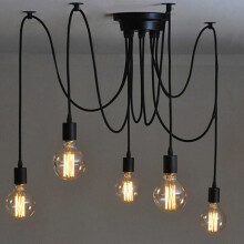 Vintage indbygget lampe, antikt klassisk design til industriel spisestue, nem installation, pendel med flere ledninger, justerbar hængelængde til