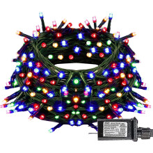 Guirlande lumineuse de Noël multicolore à couleurs changeantes, étanche, 300 LED, fil vert de 33 m, extensible avec télécommande
