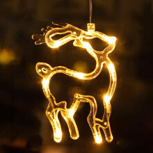 Suction Cup Window Lamp, Battery Operated Warm White Lighting For Festive Atmosphere Decoration, Reusable Festival Decor With Classic Christmas