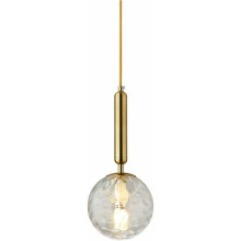 Elegante lampada a sospensione a globo in vetro con finitura dorata, motivi in vetro unici per uno stile moderno di metà secolo con paralume in