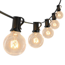 Guirlande lumineuse d'extérieur, ampoules G40 connectables à économie d'énergie, éclairage de patio pour dortoirs et cafés, blanc chaud,