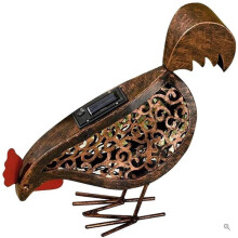 Escultura de galinha eco-chique, lanterna solar que eleva a decoração do seu jardim. Bateria recarregável inclusa, até 8 horas de iluminação