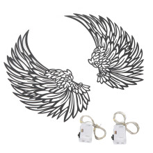 Flexible Copper Wire Angel Wings Wall Art, Battery Operated Lights With Timer Function For Convenient Outdoor Indoor Decor, Rust Resistant And