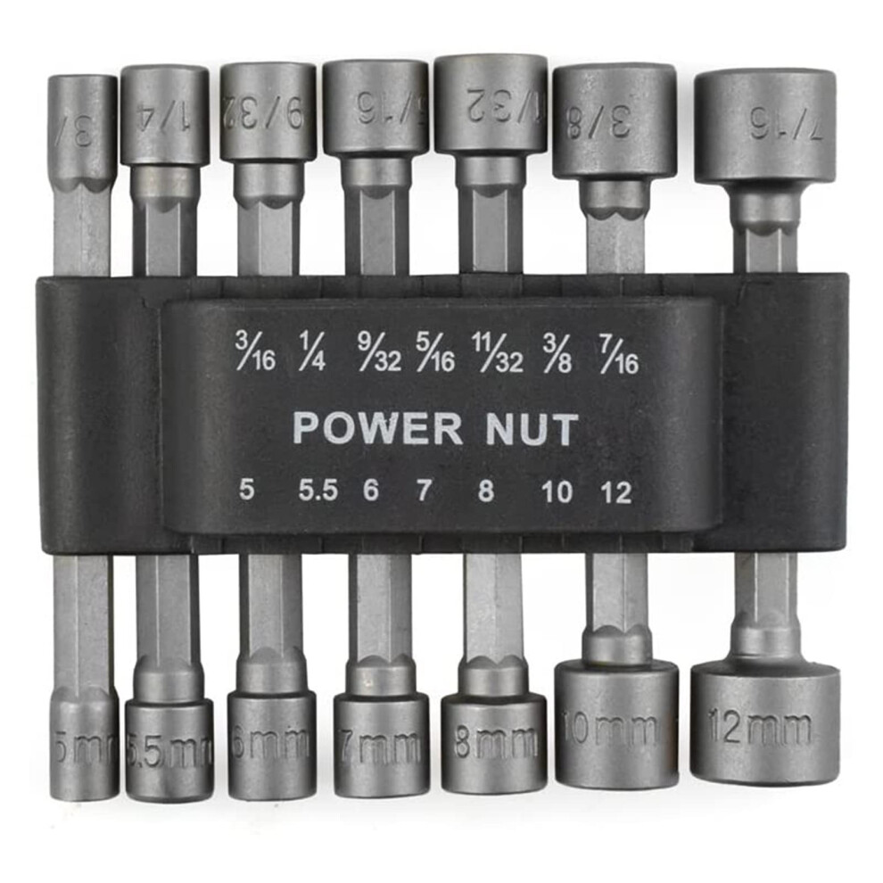 Power Nut Driver Drill Bit Set 14Piece Metric Socket Wrench Kit 1/4Inch Hex Driver, 512Mm Hex Sockets Nut Driver Set 9365049921220