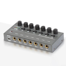Portable Studio Audio Stereo Mixer Low Noise Upgraded 4/6/8 Channel Line Mixer (6 Channels)