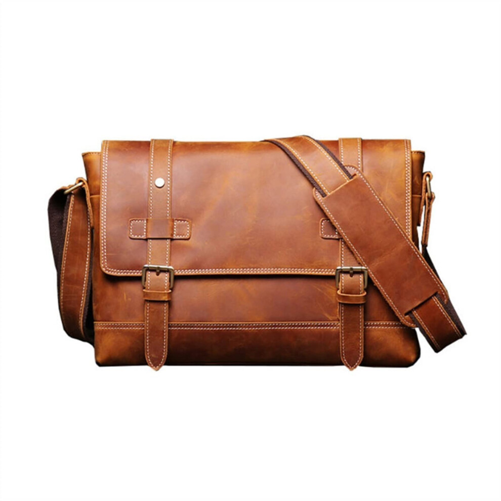 Mens Leather Business Laptop Bags Leather Laptop Briefcases Leather Shoulder Bag Casual Daypacks 9412369344618