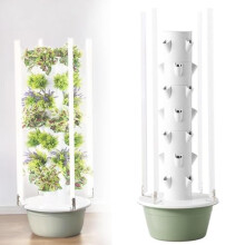 Indoor Vertical Hydroponic Tower Garden with LED Grow Lights and Automated Water Circulation, 5 Layer