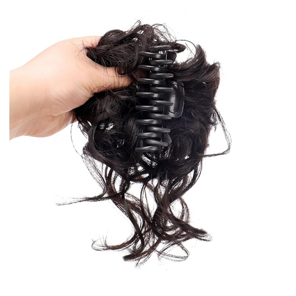 Unisex Hair Bun Extensions Synthetic Claw Clipin Chignon, Messy Wavy Curly Updo Ponytail Hairpieces For Women