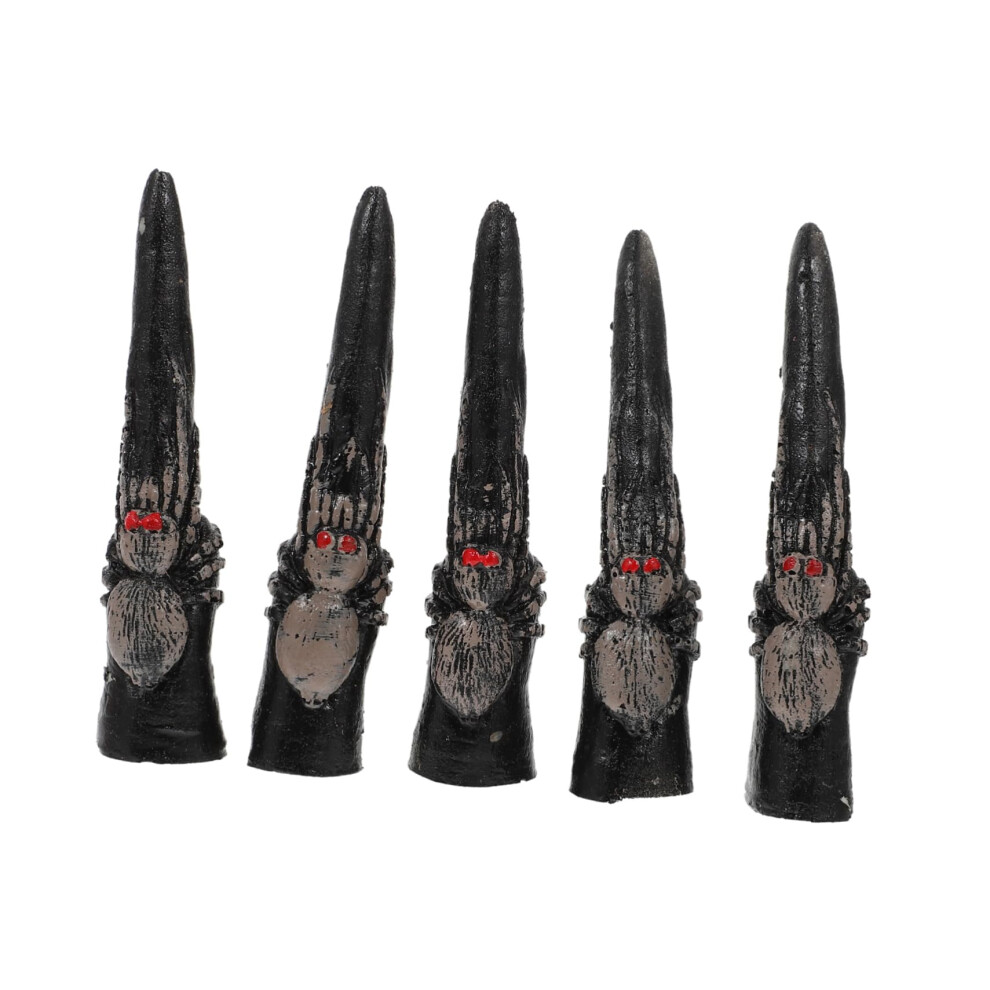 5 Pieces Chic Halloween Fake Nails Witch Finger Nail Covers Horror Props for Costume Party and Masquerade Plastic Material