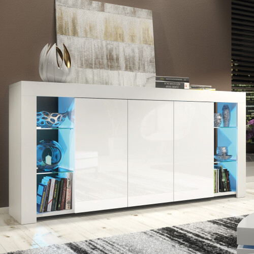 Sideboard 164cm Eden - White with Gloss Doors
