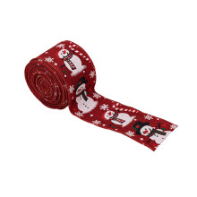 Christmas Snowman Ribbon Soft Materials Reusable Decoration-Red