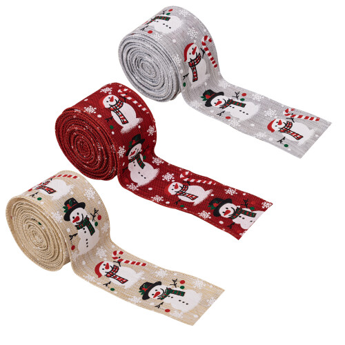 Wide Snowman Ribbon For Creative DIY Holiday Projects-Gray 2
