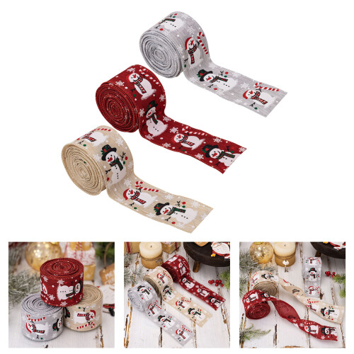 Wide Snowman Ribbon For Creative DIY Holiday Projects-Gray 1