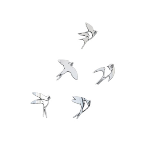 Acrylic Mirror Wall Sticker Removable Bird Wall Decal-Sliver S
