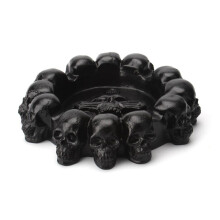 Poly Resin Gothic Skulls Crossbones Flames Decor, Non-Toxic Eco-Friendly Design for Car Accessories and Decorative Ashtray