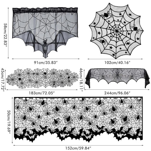 Κάλυμμα τραπεζιού με ιστό αράχνης για το Halloween, κομψή διακόσμηση δαντέλας για το 1