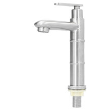 Robinet d'eau froide simple, robinet en acier inoxydable pour évier de salle de bain ou de cuisine, robinet résistant à la haute pression avec