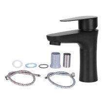 Matte Black Stainless Steel Bathroom Faucet, Waterfall Design Solid Brass Construction, Drip-Free Ceramic Cartridge, Easy Installation Single Hole,