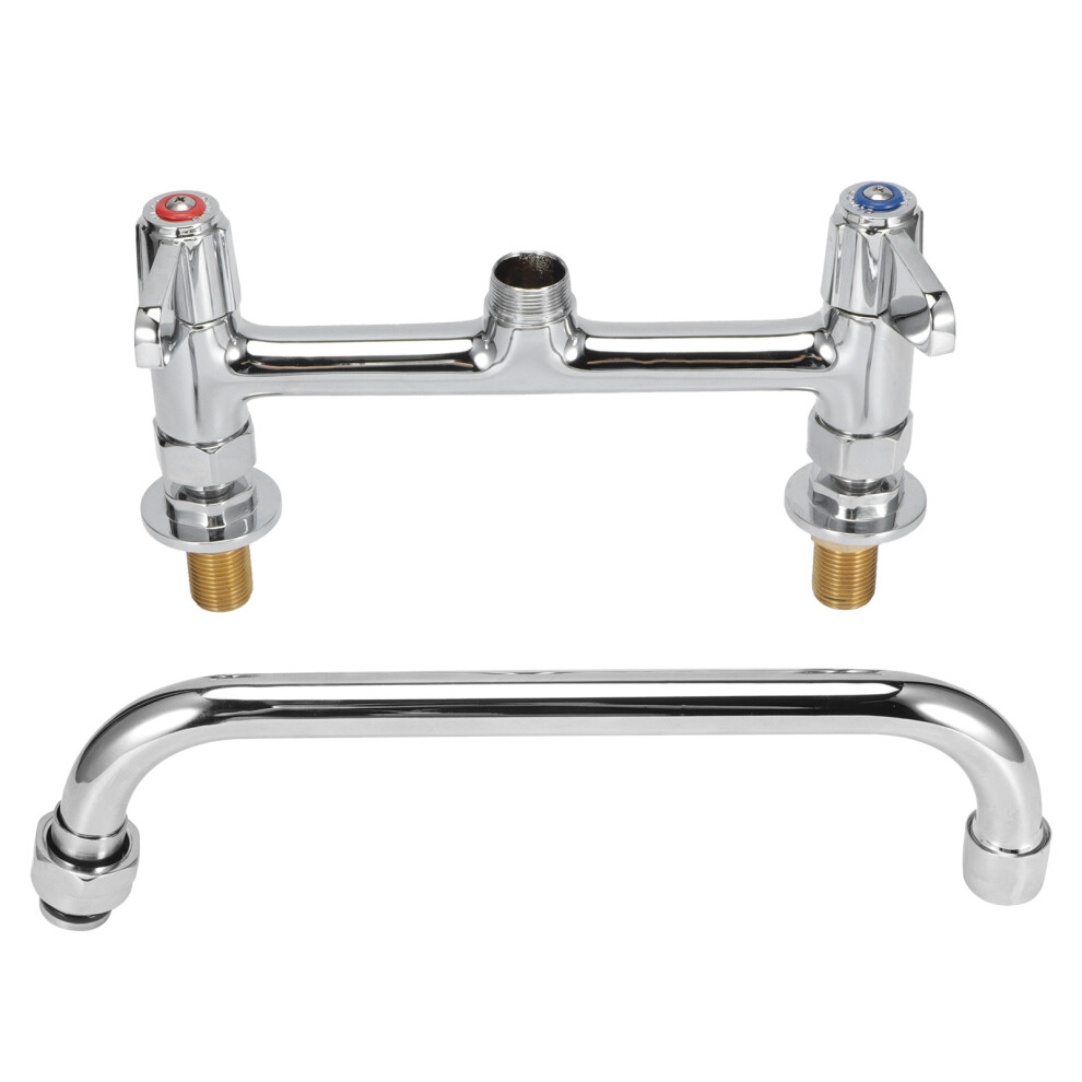 Adjustable Center Distance Wall Mount Faucet, Lead-Free Brass Construction 8 Inches Center Commercial Kitchen Faucet With Swivel Spout For Home 9340959999057
