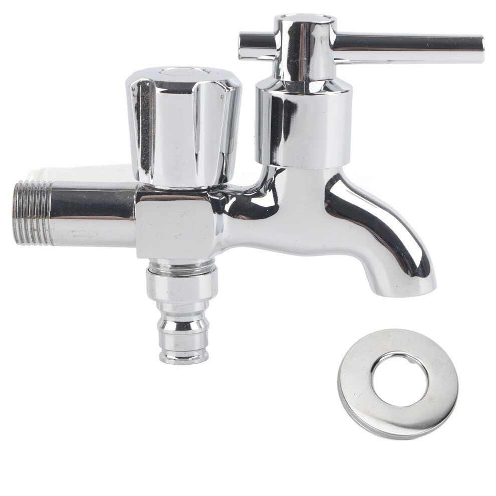 Stylish Brass Water Faucet, Dual Outlet Faucet For Washing Machine And Mop Pool, Independent Switch For Each Spout Ensuring Hassle-Free Usage, 9169997513038