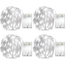 Fairy Lights Battery Operated, Waterproof String Lights with IP43 Rating, 5M 50 LED Silver Wire Mini Lights, Low Voltage LED Fairy Lights for Garden