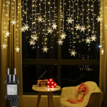 Christmas Lights Outdoor, Dimmable LED Icicle String Lights with Timer, Waterproof 8 Lighting Modes Curtain Lights for Garden Roof Party Decorations,