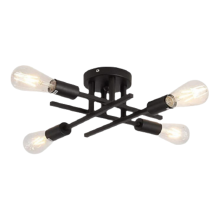 Rustikk lysekrone i tak, enkel å installere, delvis innfelt taklampe, industriell stil, moderne gårdsbelysning, matt svart