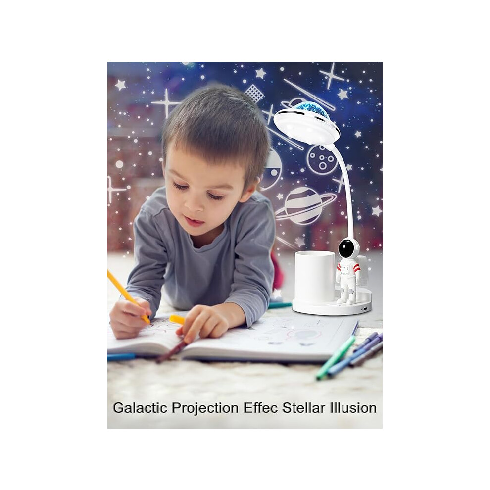 Starry Desk Lamps, Children's LED Table Lamp with Flexible Gooseneck, Reading Lamp for Bedroom with Pen Holder