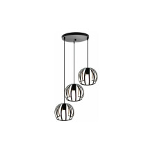Schwarze geometrische Pendelleuchte aus Metall im modernen Industriestil mit höhenverstellbarem Aufhängekabel für Küche, Esszimmer und Wohnzimmer.