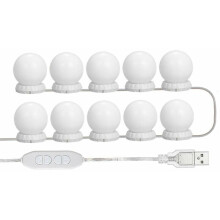 10 Dimmable Light Bulbs Makeup Kit, Hollywood Style Vanity Light With Easy Installation And Smart Touch Dimmer For Dressing Table (Blanc)