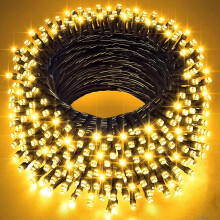 Outdoor Christmas Lights String, End to End Expandable LED Fairy Lights Warm White, Low Voltage Weather Resistant Lights with Timer Function for