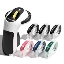 Labelling Machine, 3D Embossing Machine E975, Portable Labelling Device, Black Label Embossing Device with 6 Label Tapes, Ergonomic Design, for Home