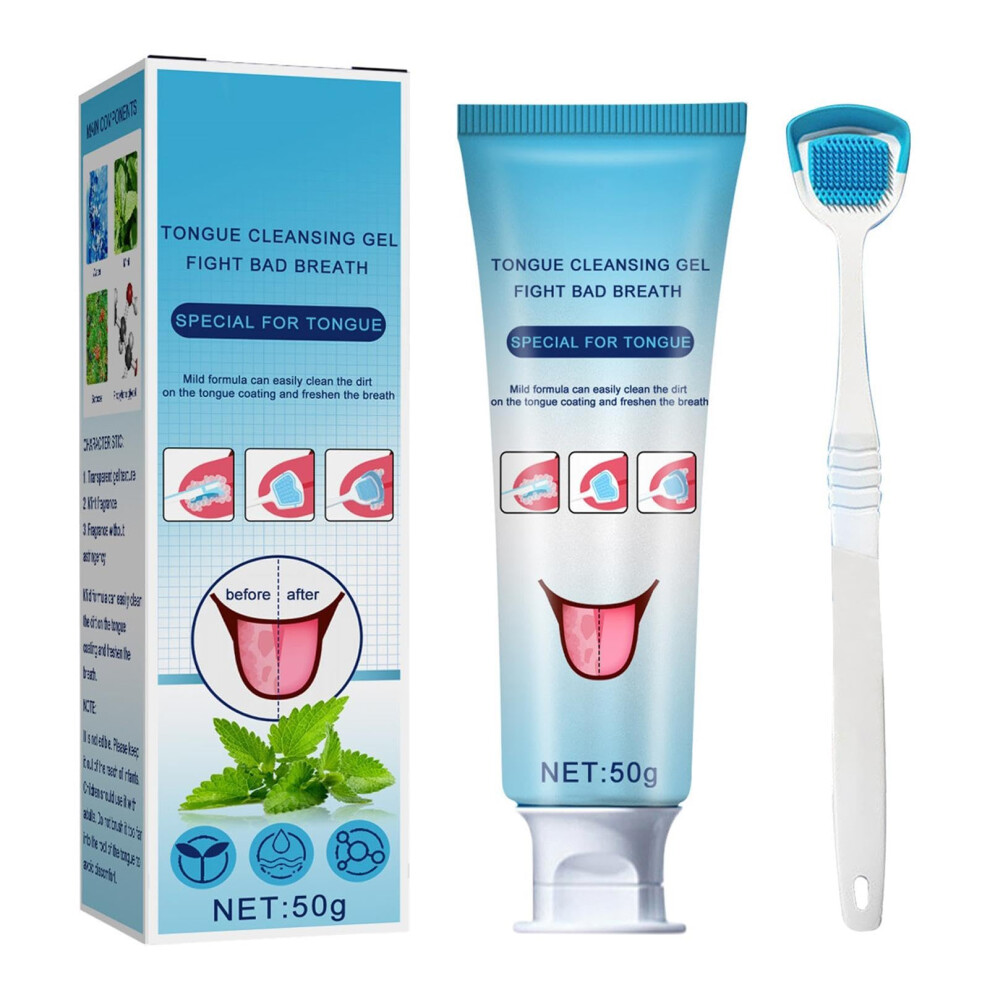 Tongue Cleaner Gel with Tongue Brush  Tongue Cleaner to Reduce Bad Breath  Tongue Cleaner Set Fresh for Maintaining Oral Health and Oral Care