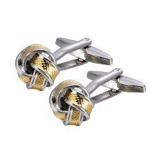 Gilded brass men's and women's twist cufflinks for shirts and suits, brushed floral accessories.