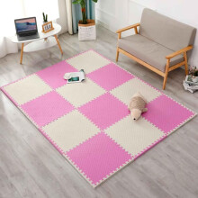 Training Mat Interlocking Foam Mats 9 Pieces, EVA Puzzle Tiles 60x60 Cm, 2.5 Cm Thick, White/Pink For Home Gym
