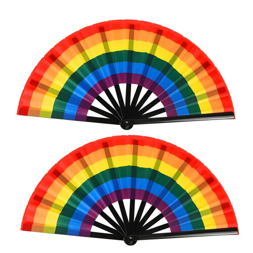 Rainbow Folding Fan Pride Outfit Foldable Hand Fan Colorful